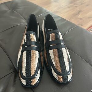 3.1 Phillip Lim Black and Tan Striped Flats